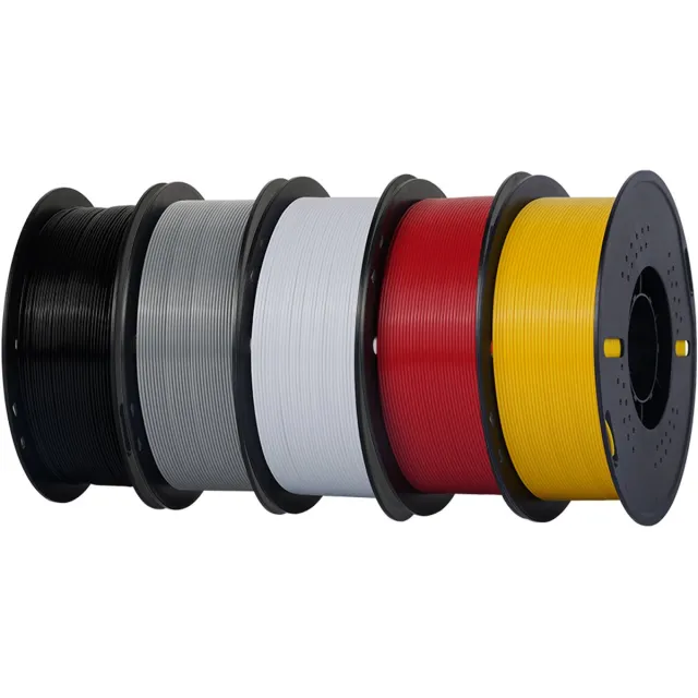 Kingroon Kleurenassortiment PETG Filament 1,75 mm – 5 kg – 5 Rollen van 1 kg – Zwart, Wit, Grijs, Rood & Geel – 3D Printer Filament 5kg - Zwart, Wit, Grijs, Rood, Geel