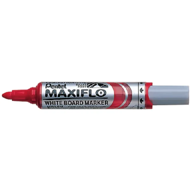 Whiteboardmarker Pentel MWL5M Maxiflo rond 3mm rood