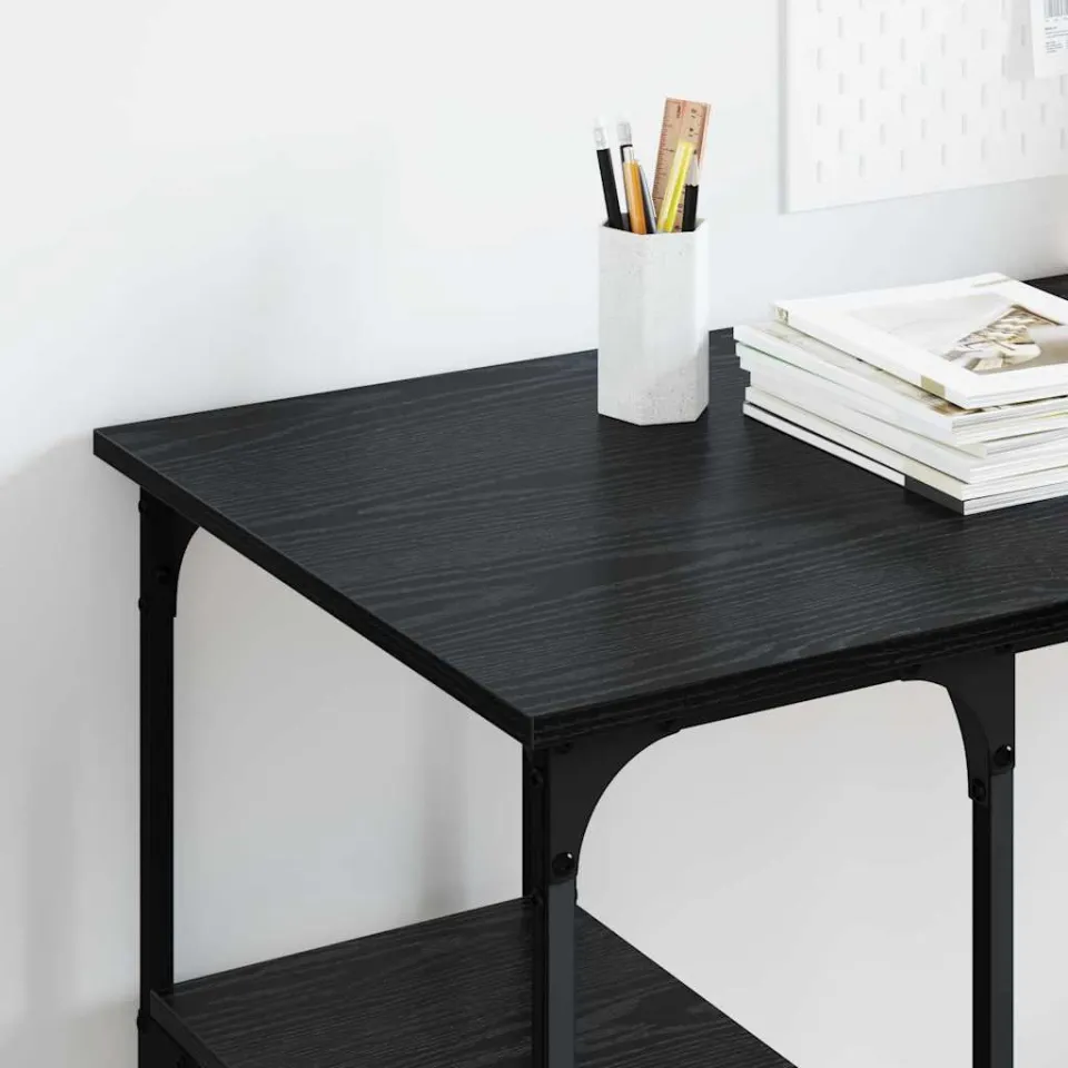 vidaXL Bureau Zwart Eiken Bewerkt hout 140 x 50 x 75 cm, foto 4