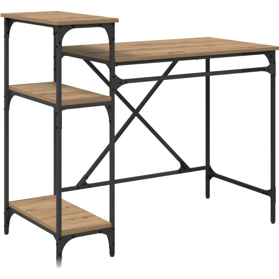 vidaXL Bureau Artisan Eiken Bewerkt hout 105 x 50 x 90 cm, foto 3