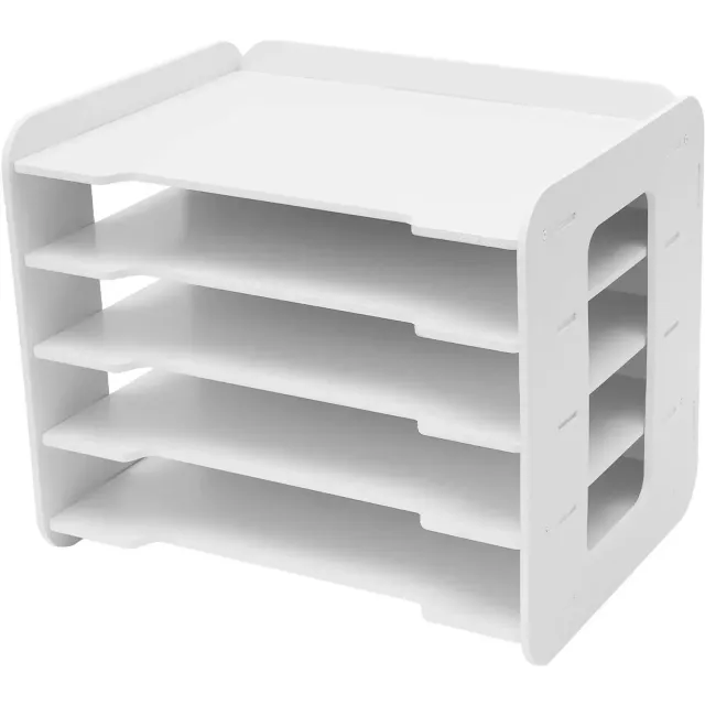 Happiq Bureau-organizer - Voor Bureau - 5-laags Brieflade en Opbergvakken - Wit