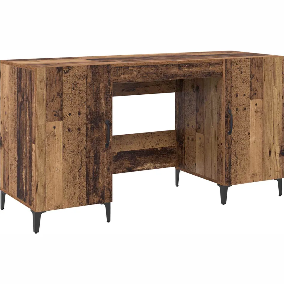 vidaXL Bureau Oudhout 140 x 50 x 75 cm Bewerkt hout bruin, foto 3