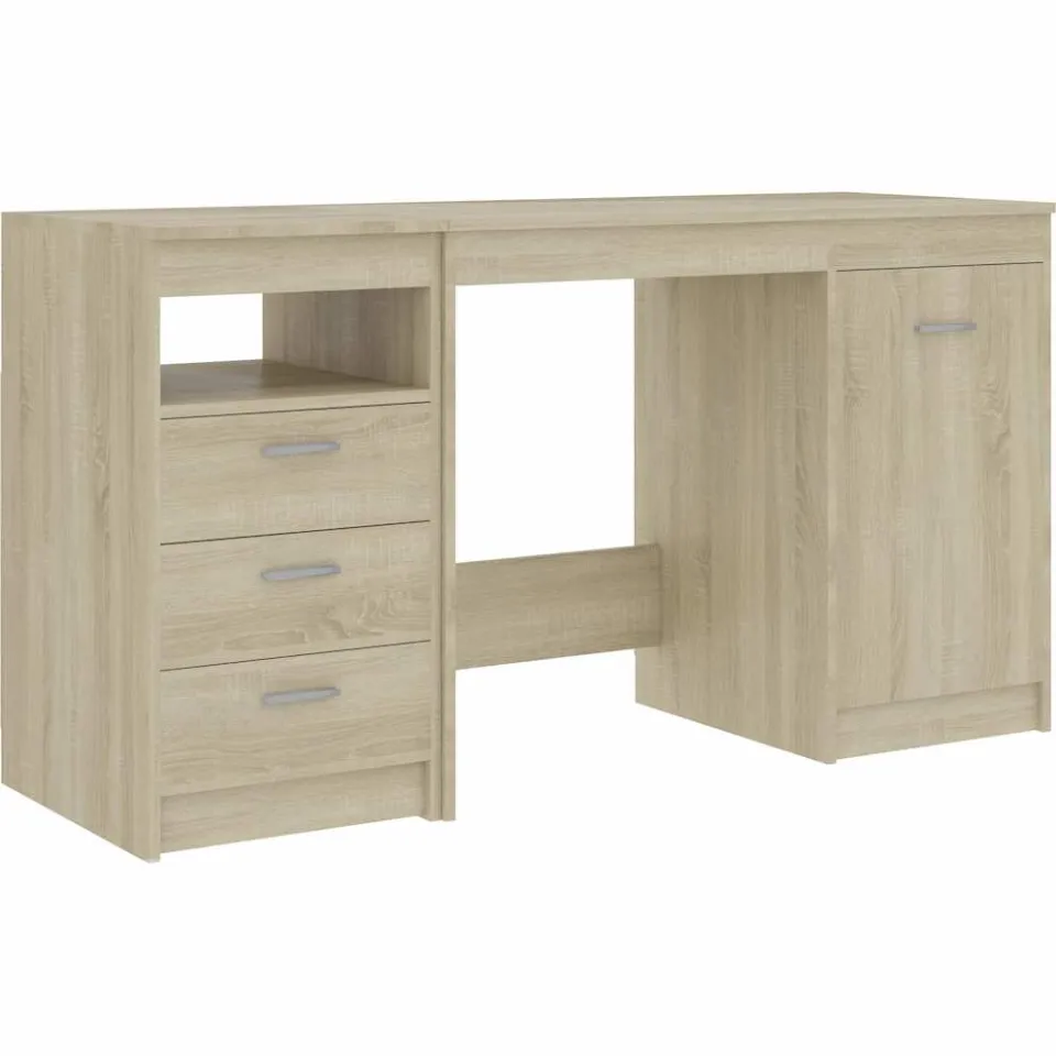 vidaXL Bureau 140x50x76 cm bewerkt hout sonoma eikenkleurig Bruin