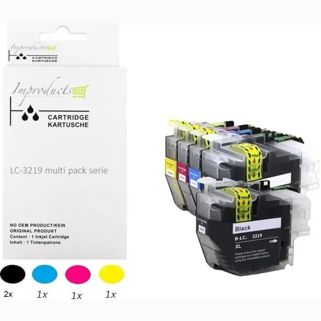 Improducts Inkt cartridges - Alternatief Brother LC3219/ LC-3219 / 3219 5 Stuks Multicolor - Zwart (2x), Cyaan, Magenta, Geel