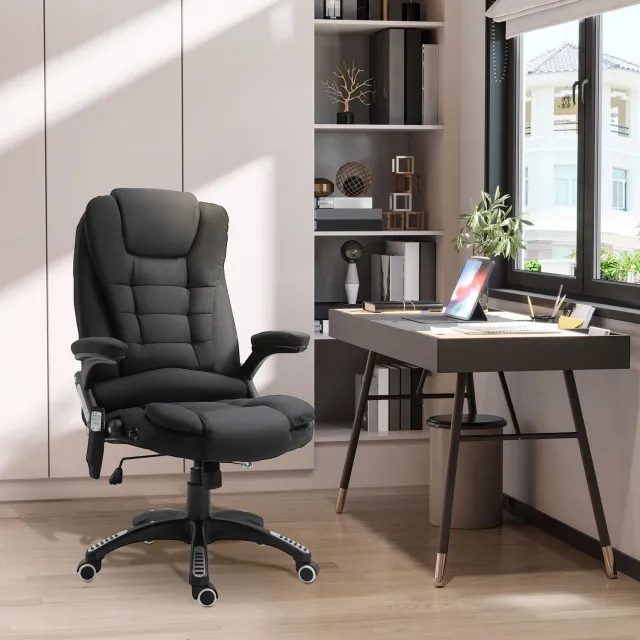CHICFURN Bureaustoel - Massage en verwarming - Hoogteverstelbaar - Zwart