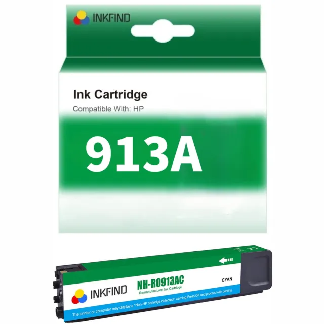 INKFIND 913A Cyaan Inktcartridge compatibel met HP913 HP913A HP 913 HP 913A geschikt voor HP PageWide 352dw - 377dn - 377dw - Pro 452dn - HP MFP 477dw - HP MFP 477dwt Hoge Capaciteit - 1-pack Cyaan cyaan x 1