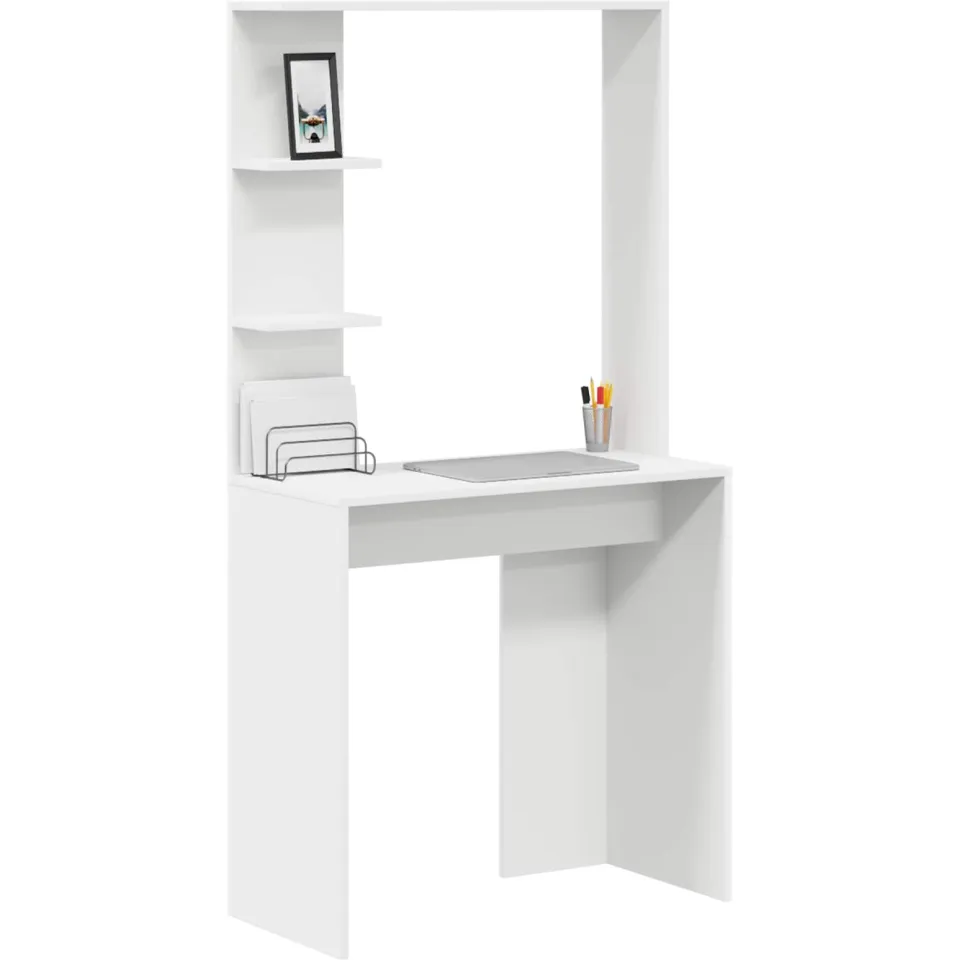 vidaXL Bureau Wit 78,5 x 37 x 154,5 cm Bewerkt hout