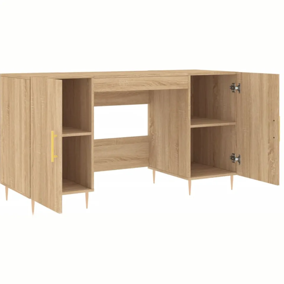 vidaXL Bureau 140x50x75 cm bewerkt hout sonoma eikenkleurig Bruin