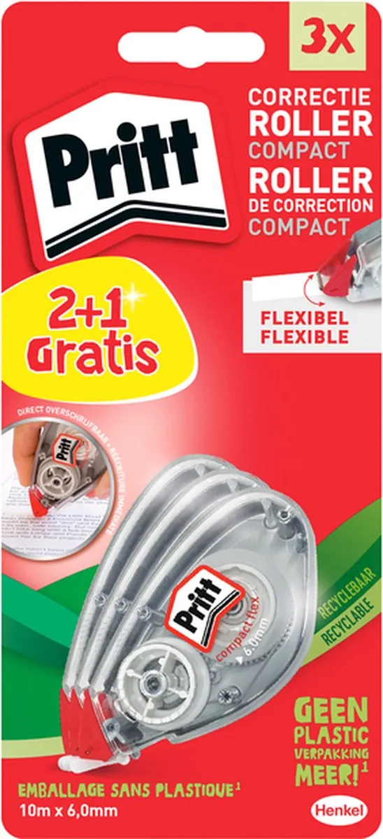 Pritt Correctietape pritt compact flex 6mmx10m 2+1 | 10 stuks Wit