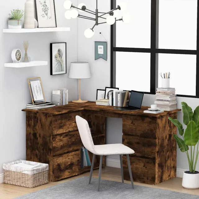 vidaXL Hoekbureau 145x100x76 cm bewerkt hout gerookt eikenkleurig, foto 2