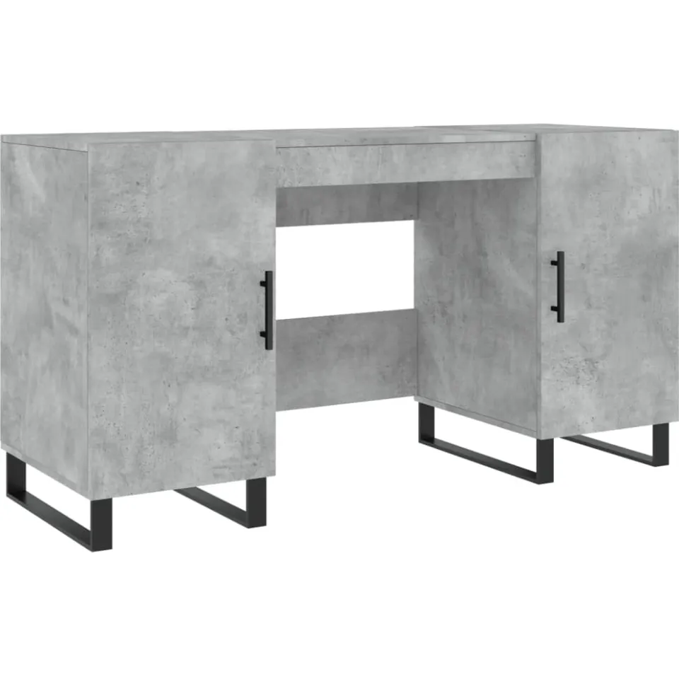 vidaXL Bureau 140x50x75 cm bewerkt hout betongrijs grijs, foto 3