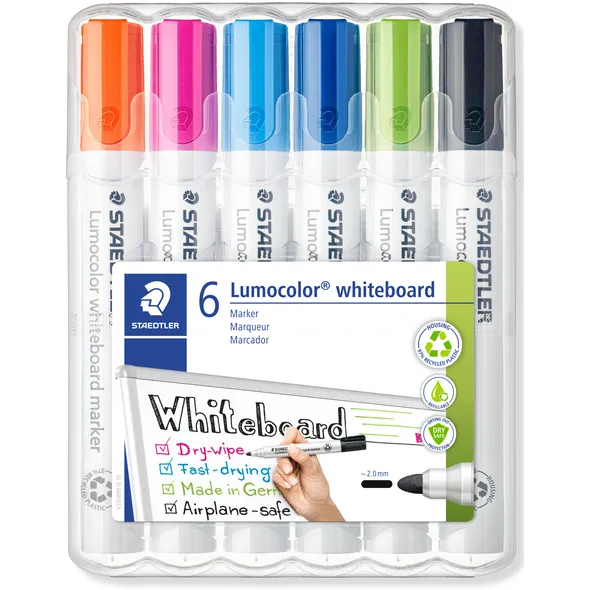 Staedtler Whiteboardmarker Staedtler Lumocolor 351 set à 6 stuks fun assorti blauw