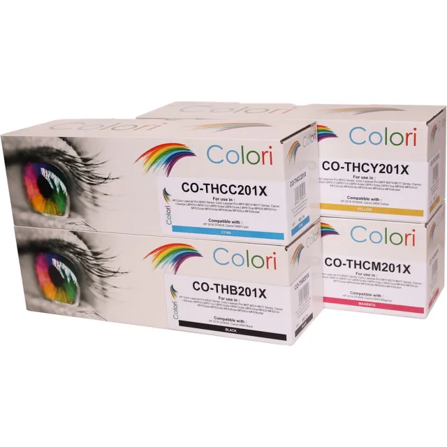 Colori Set 4x Colori huismerk toner geschikt voor HP Laserjet Pro M252 M252dw M252n M274 M274dn M274n MFP M277 M277dw M277n 201X CF400X CF401X CF402X CF403X Set 4 kleuren