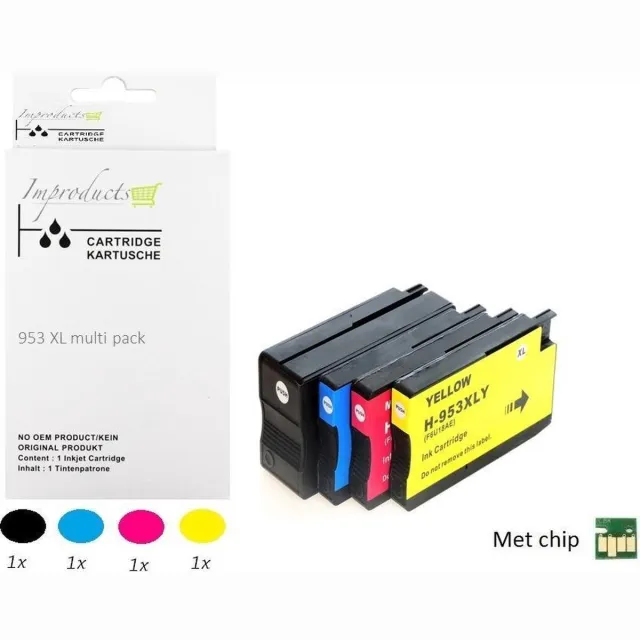 Improducts Inkt cartridges - Alternatief Hp 953 XL 953XL serie multi pack Multicolor - Zwart, Cyaan, Magenta, Geel