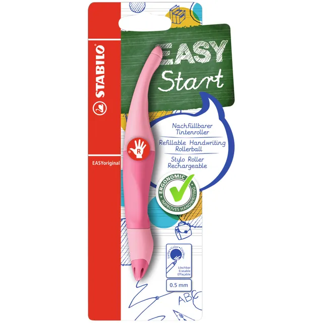 Stabilo Rollerpen STABILO Easyoriginal rechtshandig medium pastel poederroze blister à 1 stuk