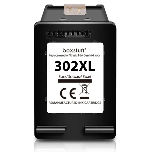 Boxstuff Inkt geschikt voor 302 XL - (F6U68AE) Compatibel met HP 302 / 302XL - Inkt Cartridge Zwart voor HP Deskjet 1110 / 1111 / 1112 / Envy 4510 / 4511 / 4512 / Officejet 3830 / 3831 / 3832 / 4650 / 4652 / 4654 - Pack Zwart