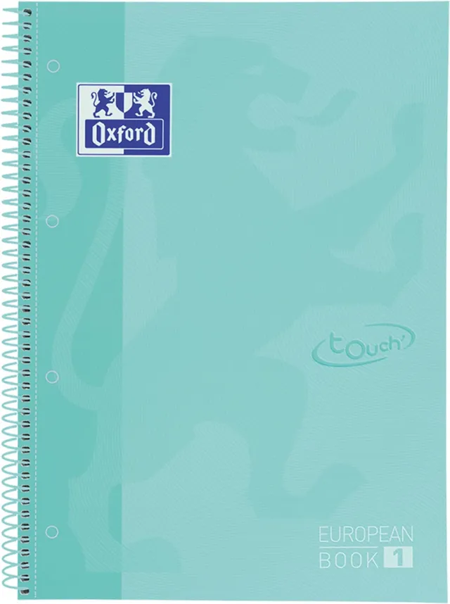 Oxford School Touch Europeanbook spiraalblok, ft A4+, 160 bladzijden, gelijnd, pastel groen