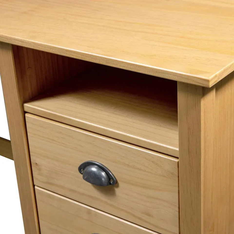 vidaXL Bureau Hill 3 lades 120x50x74 cm massief grenenhout bruin, foto 4