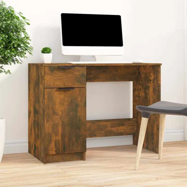 vidaXL Bureau 100x50x75 cm bewerkt hout gerookt eikenkleurig, foto 2