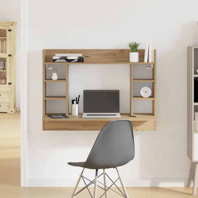 vidaXL Aan de muur bevestigd bureau artisanaal eikenkleurig, foto 2
