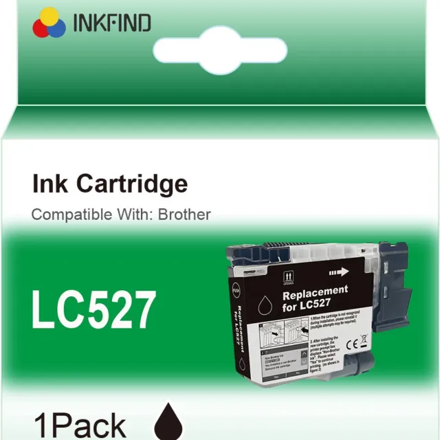 INKFIND LC527 Zwart inktcartridge compatibel met Brother LC527 LC-527 Zwart geschikt voor Brother MFC-J4350DW/J4550DW - 1-pack Zwart Zwart x 1