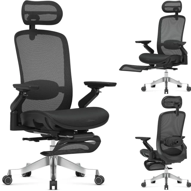 Mark Adler Leadpro 8.7 - Ergonomische bureaustoel - met massagefunctie en voetensteun - zwart