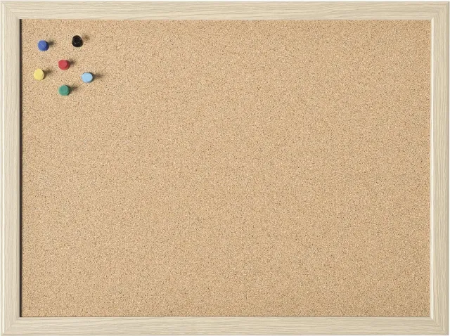 Magnetoplan Korktafel mit Holzrahmen (B)800 x (H)600 mm aus hochwertigem Presskork, zum Anpinnen von Notizen (121923) Bruin