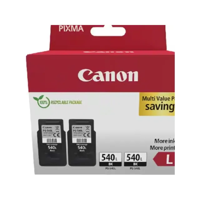 Canon PG-540L + PG-540L Inktcartridge Zwart Multipack Zwart 2x