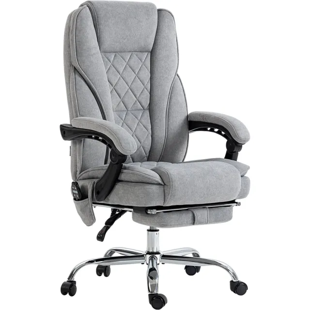 Vinona Bureaustoel met massage- en warmtefunctie - Met voetensteun - In hoogte verstelbaar - 67 x 72 x 111-119 cm - Grijs