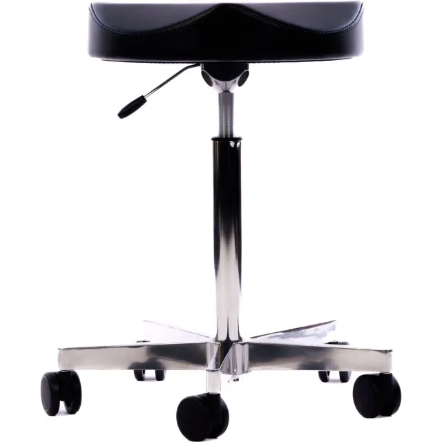 OKAPI® Fenix tabouret ZWART - MEDIUM gasveer - GROTE zitting - kapperskruk kappersfiets zadelkruk taboeret Zwart Medium