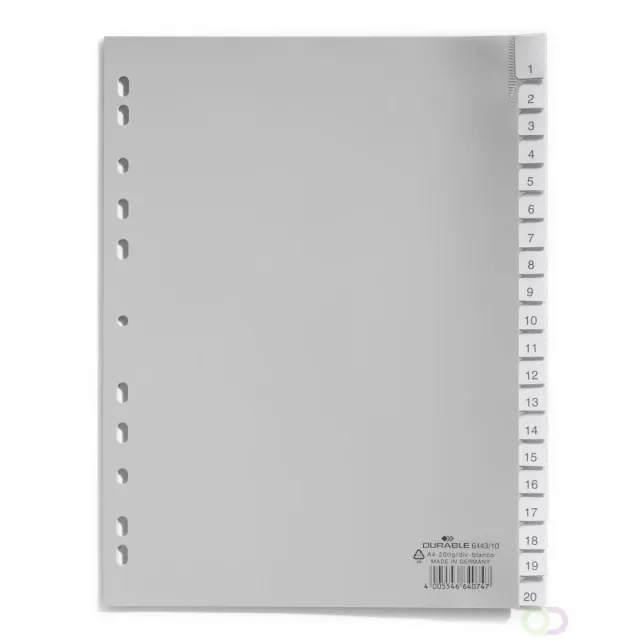 Durable Tabbladen A4 20-delig gelaste tabs PP