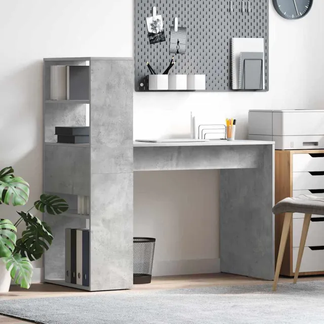 vidaXL Bureau Beton Grijs 113 x 54 x 120 cm Bewerkt hout, foto 2