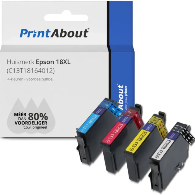 PrintAbout Inktcartridge / Alternatief voor de Epson T1811 / 4 Kleuren 4-kleuren
