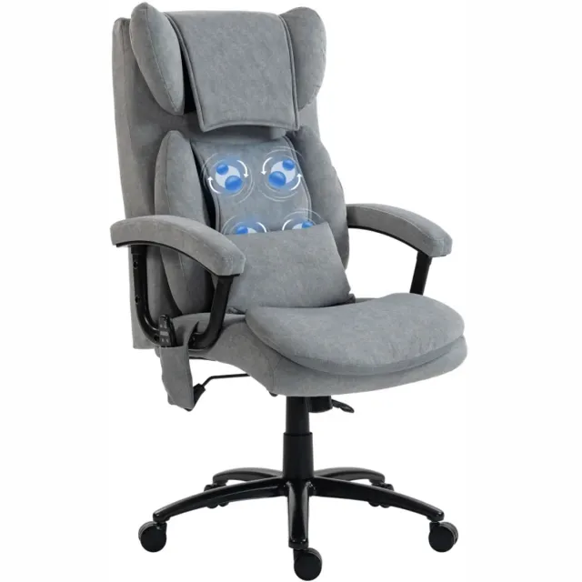 ZYLARO Ergonomische Bureaustoel met 4 Massagepunten & Hoge Vlinderrugleuning - Massagestoel - In Hoogte Verstelbaar - 360° Draaibaar - Kantoorstoel - Gamestoel - Volwassenen Stoel - Directiestoel - Computerstoel - Grijs