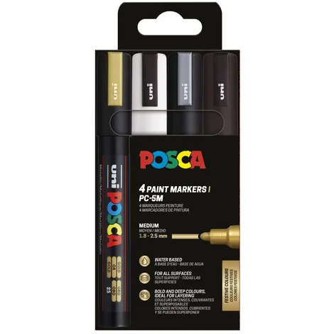 Paintmarker Uni POSCA PC5M medium assorti set à 4 stuks