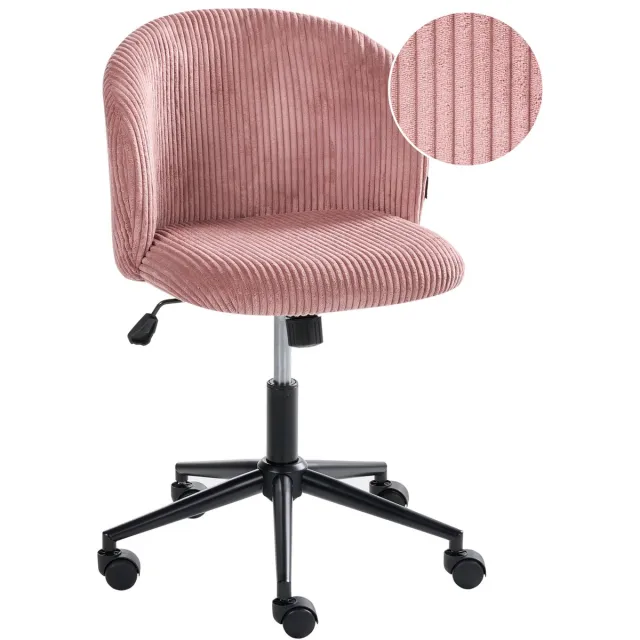 Beliani MILES - Bureaustoel - Roze - Corduroy