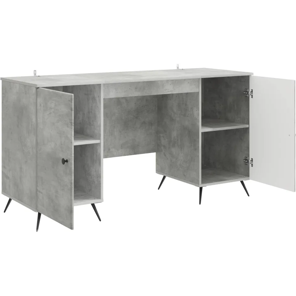 vidaXL Bureau Betongrijs 142,5 x 50 x 75 cm Bewerkt hout grijs, foto 3