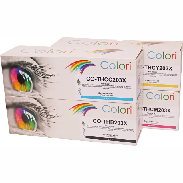 Colori Set 4x Colori huismerk toner geschikt voor HP Laserjet Pro M254 M254dw M254nw Laserjet Pro MFP M280 M280nw M281 M281fdn M281fdw 203X CF540X CF541X CF542X CF543X 203A CF540A CF541A CF542A CF543A Set 4 kleuren