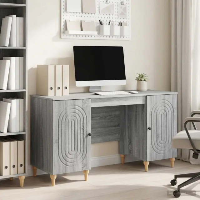 vidaXL Bureau Grijs sonoma 142,5 x 50 x 75 cm Bewerkt hout, foto 2