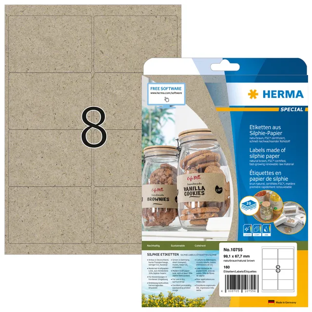 Herma Etiket HERMA 10755 99.1x67.7mm silphie bruin 160 stuks