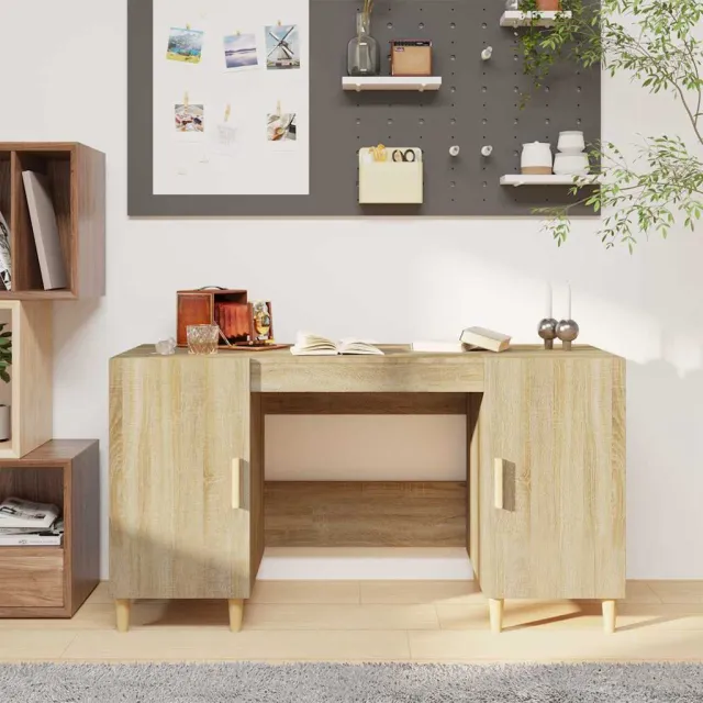 vidaXL Bureau 140x50x75 cm bewerkt hout sonoma eikenkleurig, foto 2