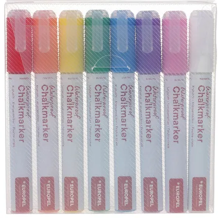Europel Krijtstift Europel watervast 3-6mm assorti etui 8 stuks