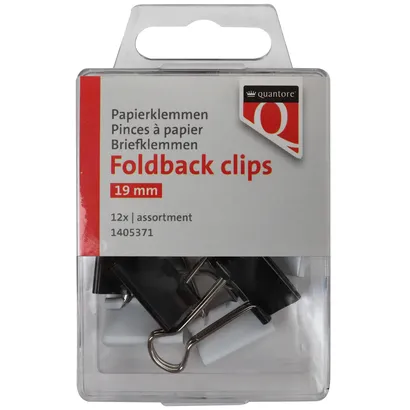 Quantore Foldback clips Quantore 19 mm assorti 12 stuks
