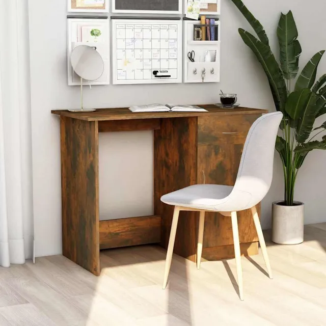 vidaXL Bureau 100x50x76 cm bewerkt hout gerookt eikenkleurig, foto 2