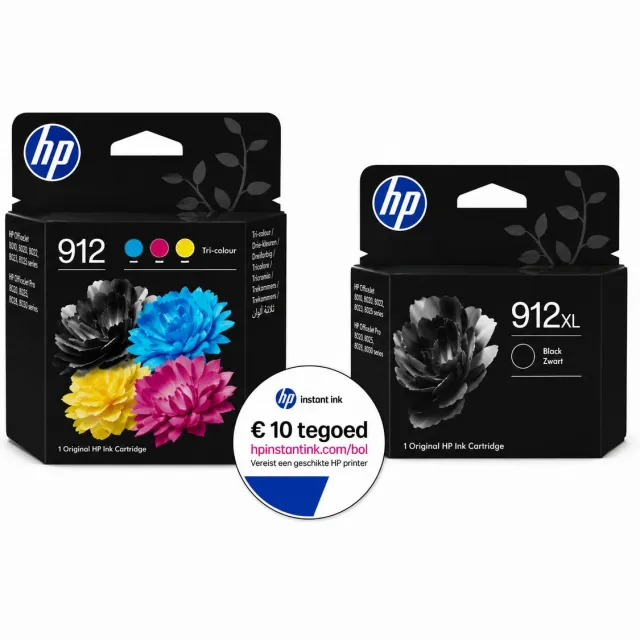 HP 912 & HP 912XL - Inktcartridge - Origineel - Kleur en Zwart XL + Instant Ink tegoed Zwart 2 x