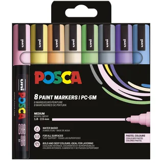 Posca Paintmarker Uni POSCA PC5M medium pastel assorti set à 8 stuks