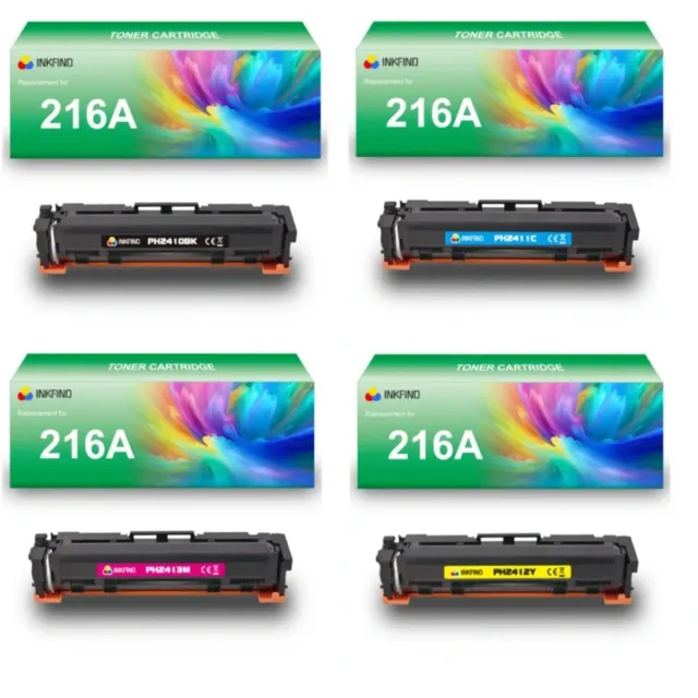 INKFIND 216A (W2410A/W2411A/W2412A/W2413A) tonercartridge multipack van 4 stuks (Zwart+Cyaan+Magenta+Geel) compatibel met HP 216A (W2410A/W2411A/W2412A/W2413A) toner cartridge - 4-pack BK/C/M/Y Zwart/Cyaan/Magenta/Geel