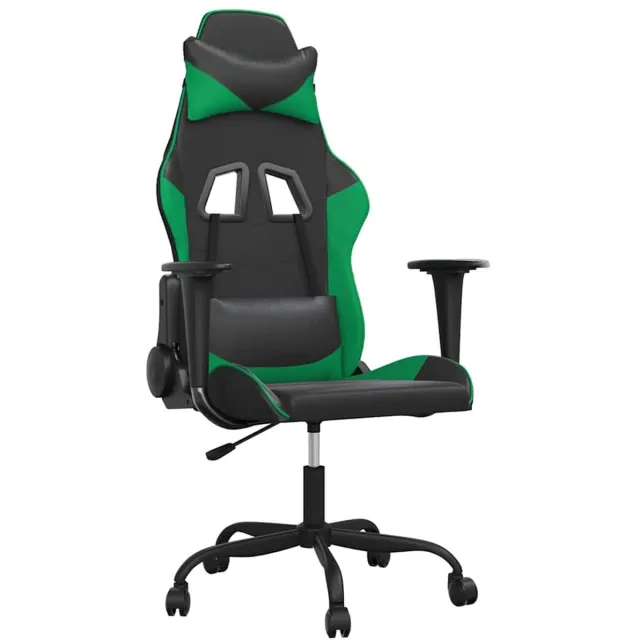 vidaXL Gamestoel - kunstleer - zwart - en - groen zwart en groen