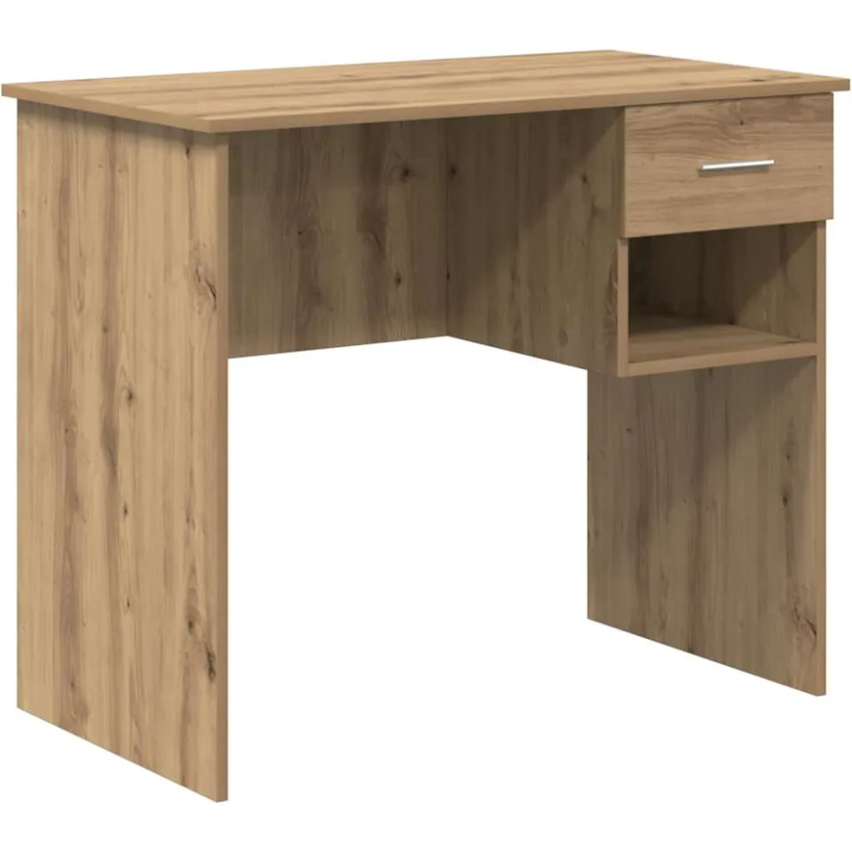 vidaXL Bureau Artisan Eiken 90 x 49 x 75 cm Bewerkt hout, foto 3