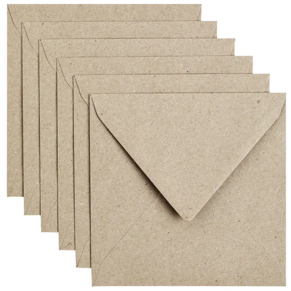 Envelop Papicolor 140x140mm kraft grijs pak à 6 stuks
